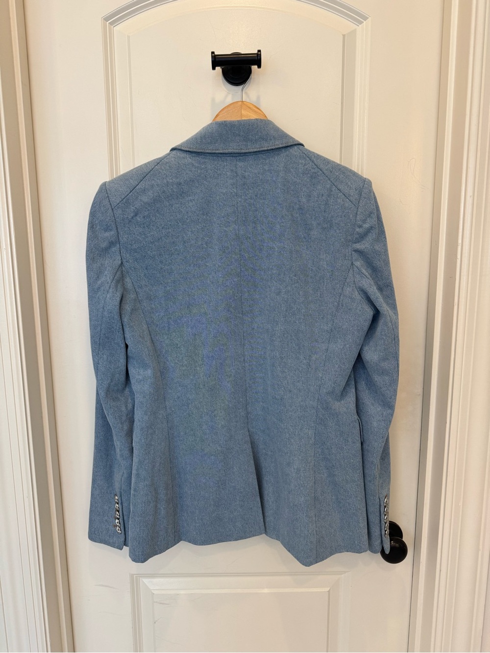 Veronica Beard Light Blue Double-Breasted Denim Blazer with Metal Buttons - Picture 4 of 4